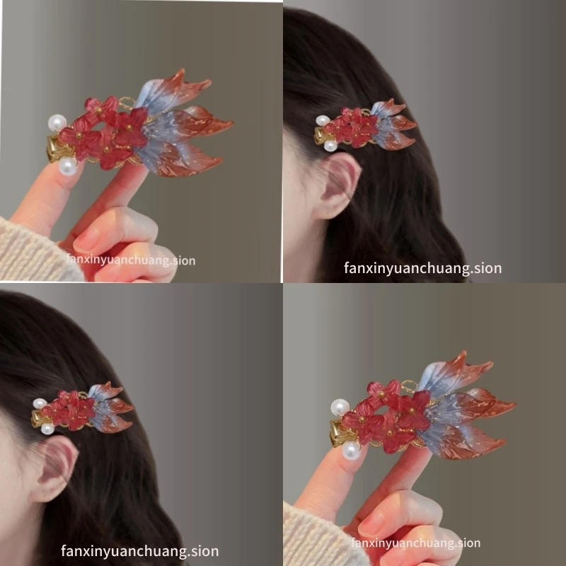 年年有余~古风发夹汉服发饰对夹女中国风可爱仙气简约头饰配饰