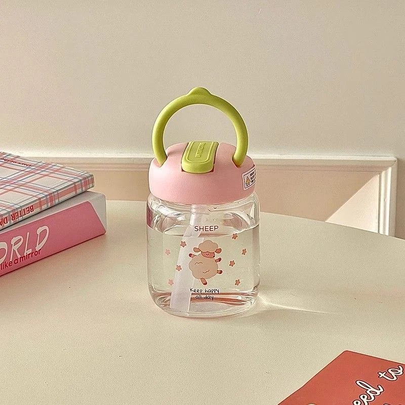 高硼硅玻璃水杯多巴胺带吸管耐热耐高温迷你小巧便携高颜值女杯子