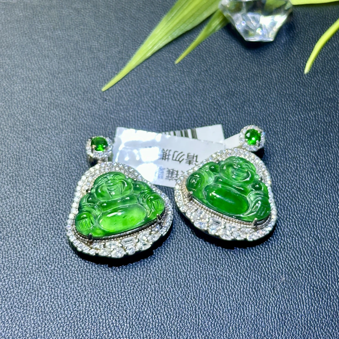 S925银冰绿佛公吊坠天然翡翠-jy /多样性发一