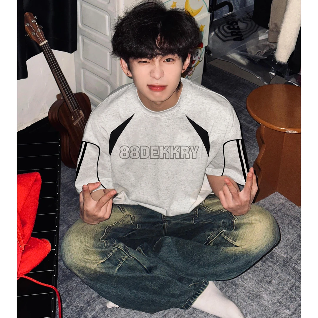 100%美式潮流个性字母印花纯棉短袖t恤男女夏季宽松情侣百搭上衣