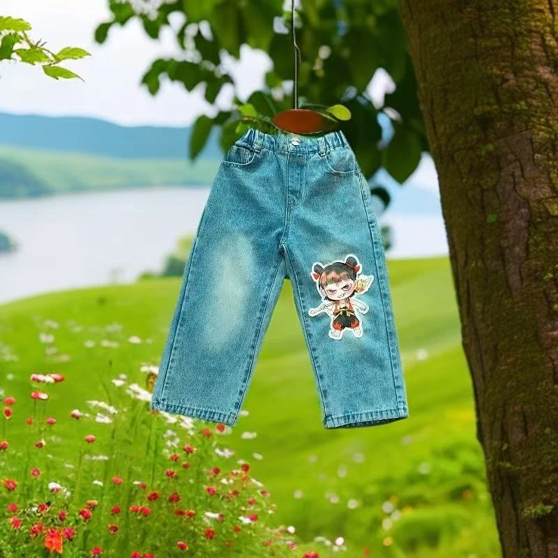 2025春秋全棉女宝男宝牛仔长裤