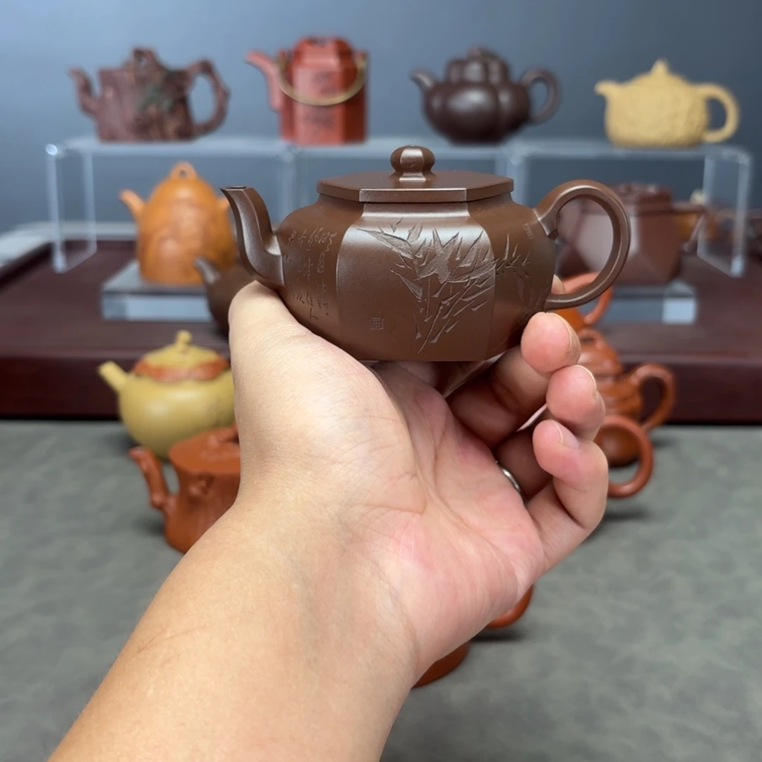 ䷂***今紫砂茶壶云逸六方120CC紫泥