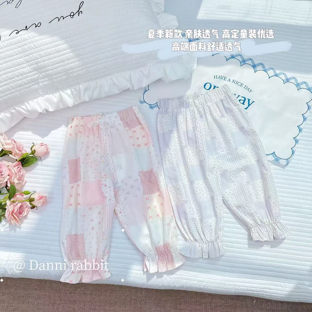 【Dannirabbit】 碎花格子女童防蚊裤X-7244