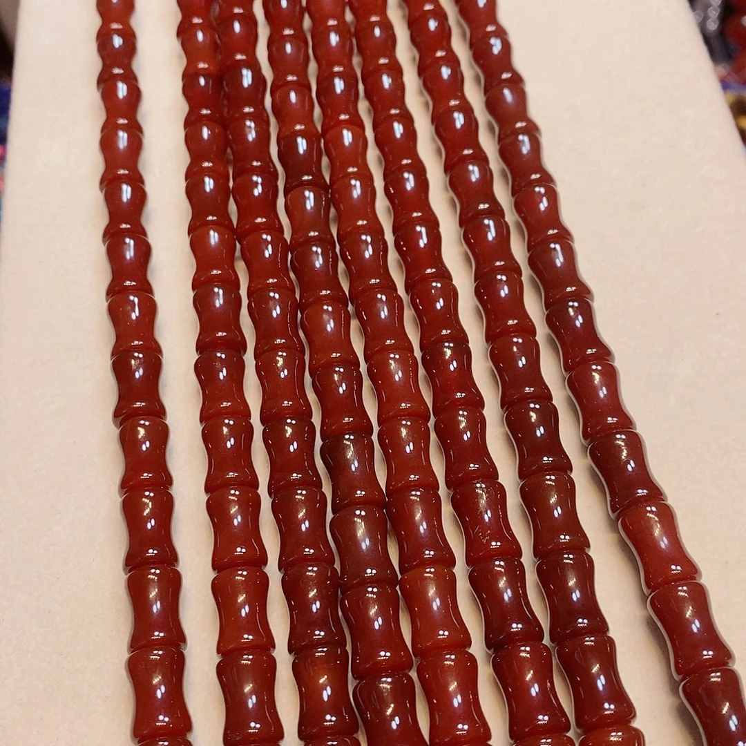 玛瑙/玉髓未镶嵌珠宝半成品红玛瑙竹节8✖️12mm一条