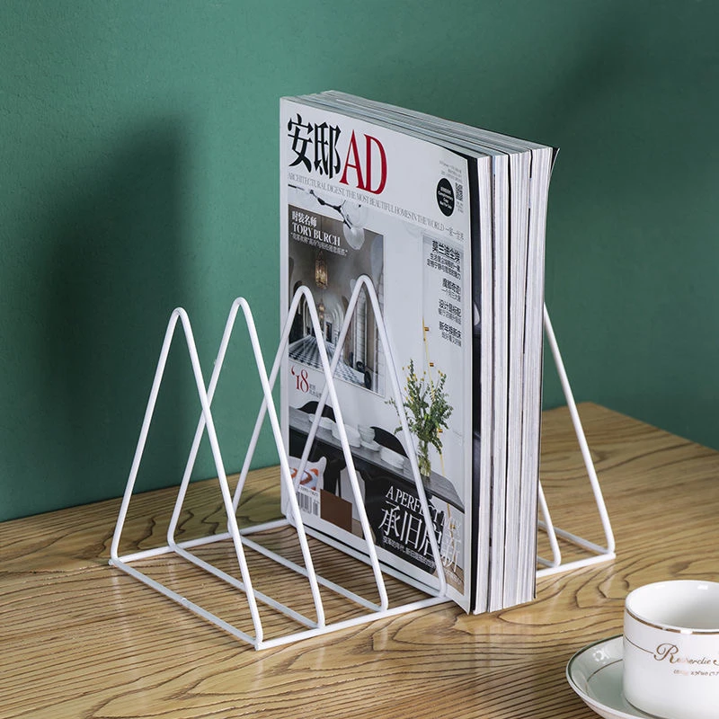 桌面小书架桌面杂志收纳置物架轻奢ins风简约北欧宽格子厚书书立