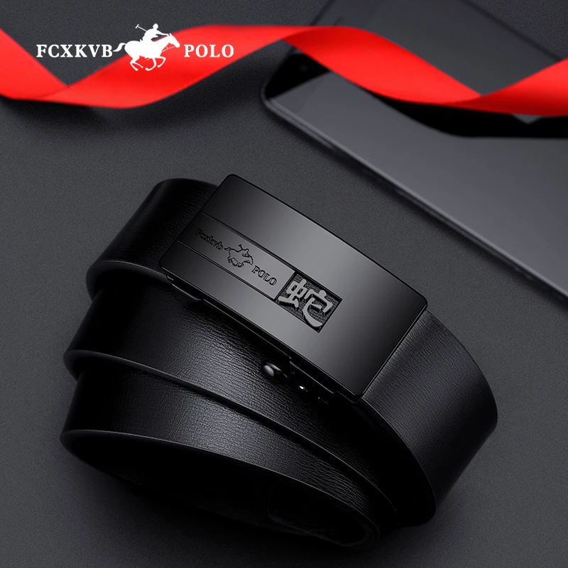 100%纯牛皮保罗十二生肖男士皮带男款腰带自动扣商务潮流裤腰带