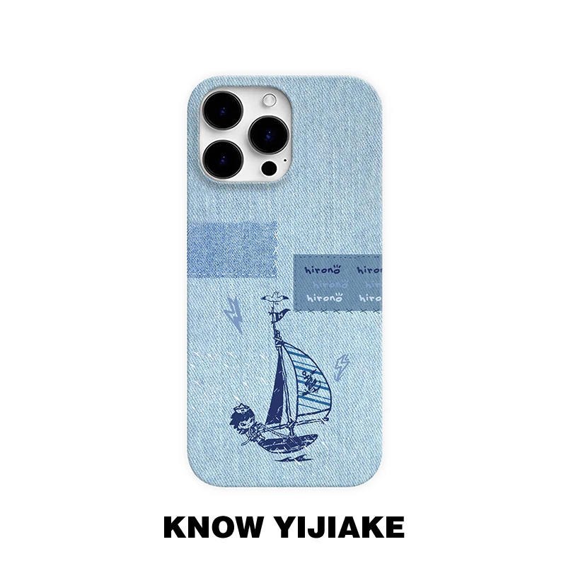 牛仔贴布图案适用苹果16个性手机壳15promax小众14/13ins12创意款