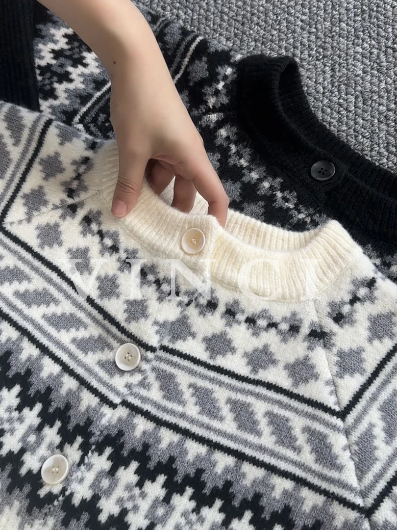 【Vince服饰】费尔岛男女复古高级感开衫毛衣民族风男士长袖针织衫