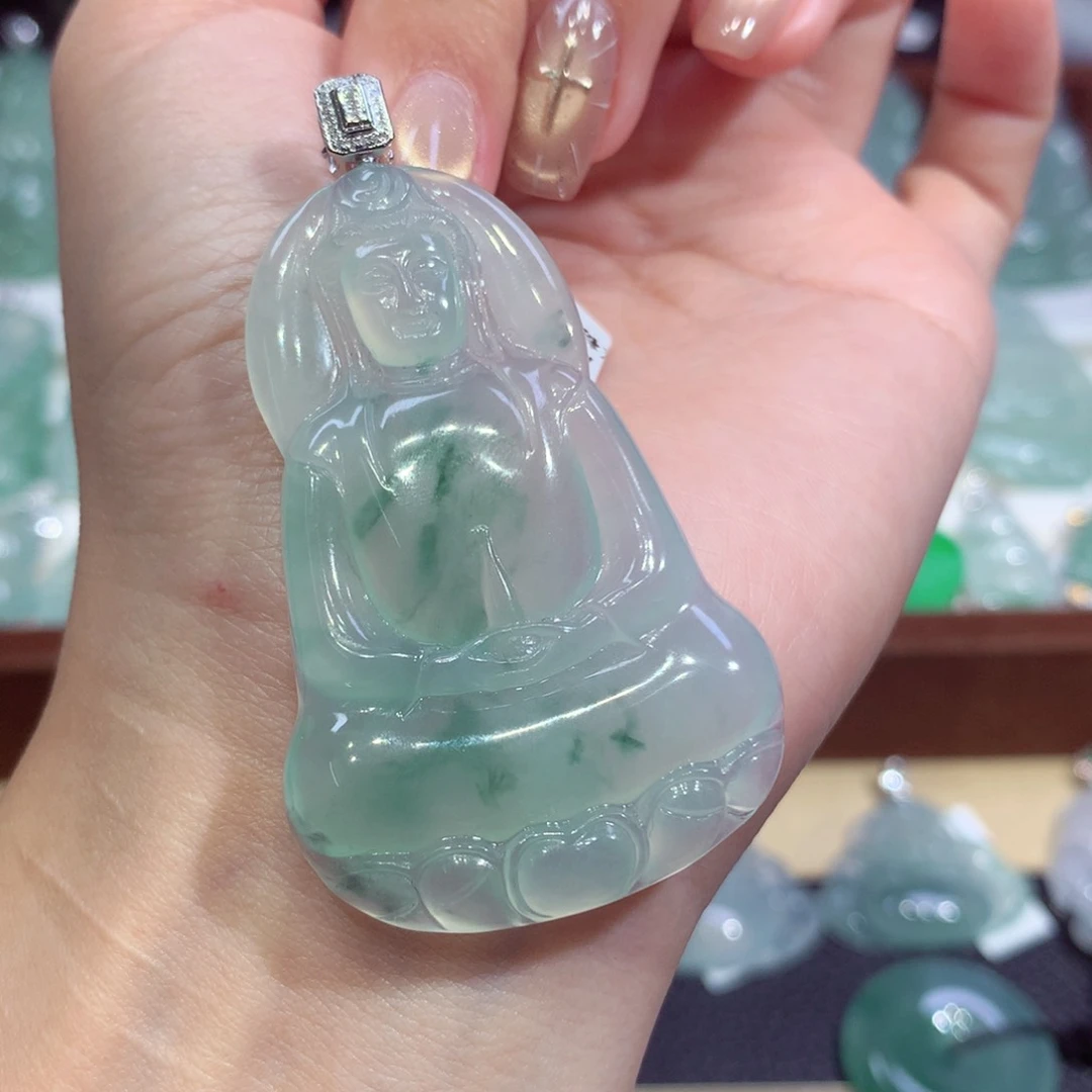 吊坠(不含链)18K金镶嵌翡翠