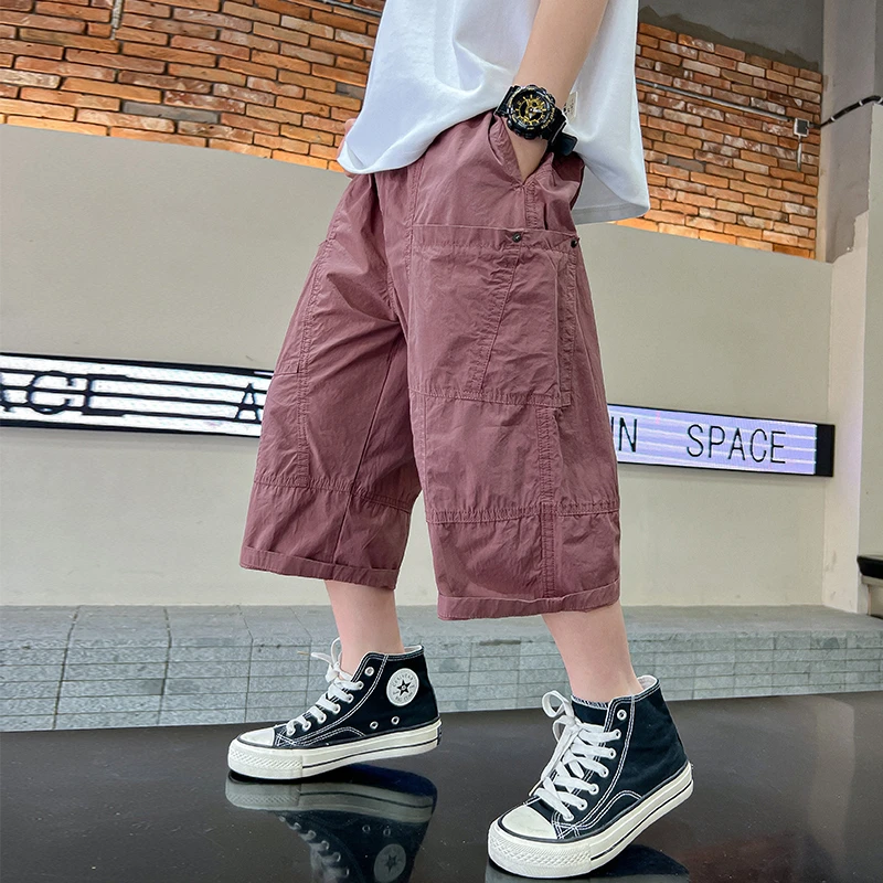 男童夏装裤子2025新款儿童防蚊裤夏季薄款工装七分裤中大童洋帅气