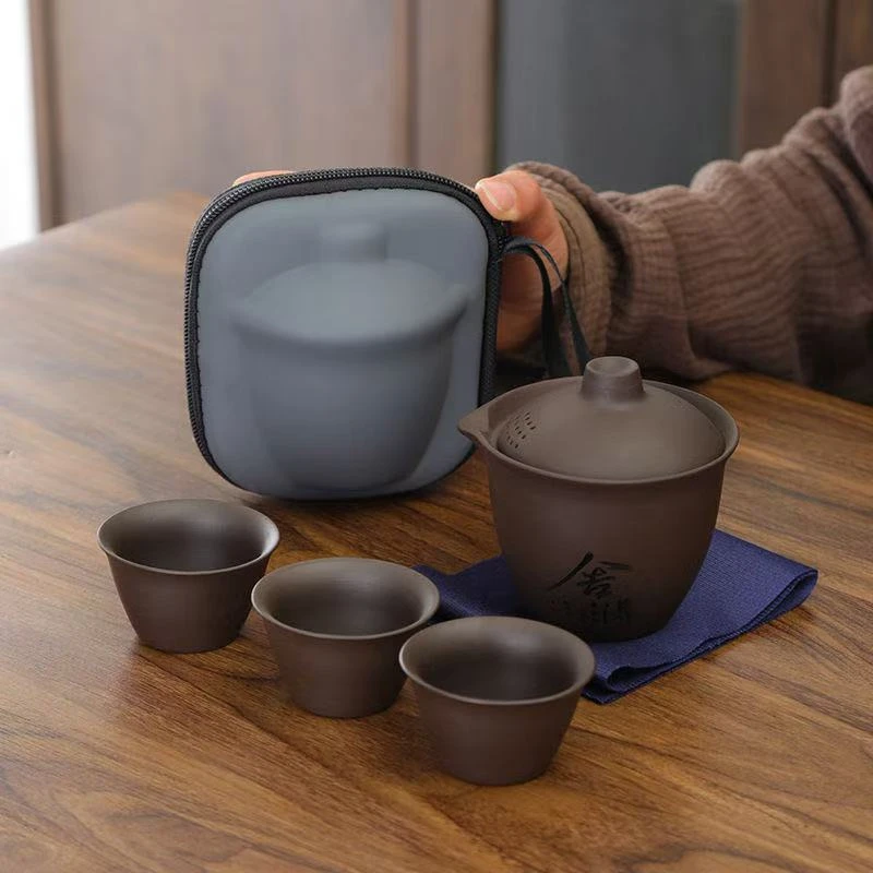 【整套带收纳盒包邮】旅行茶具紫沙便携收纳包快客杯户外露营家用