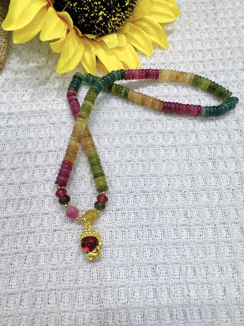 碧玺算盘无相佛双圈手链