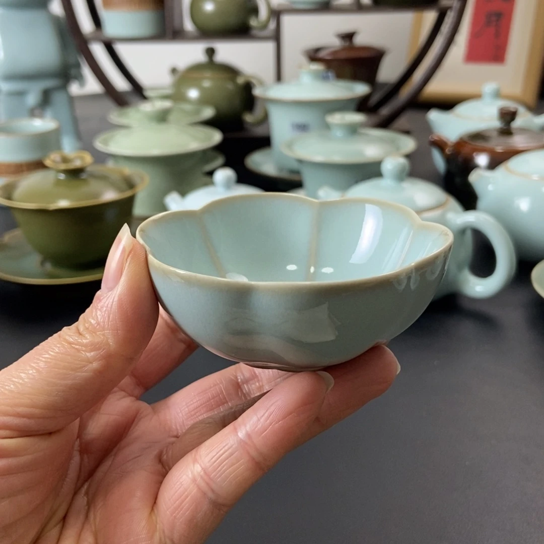 天青釉梅花杯福利款