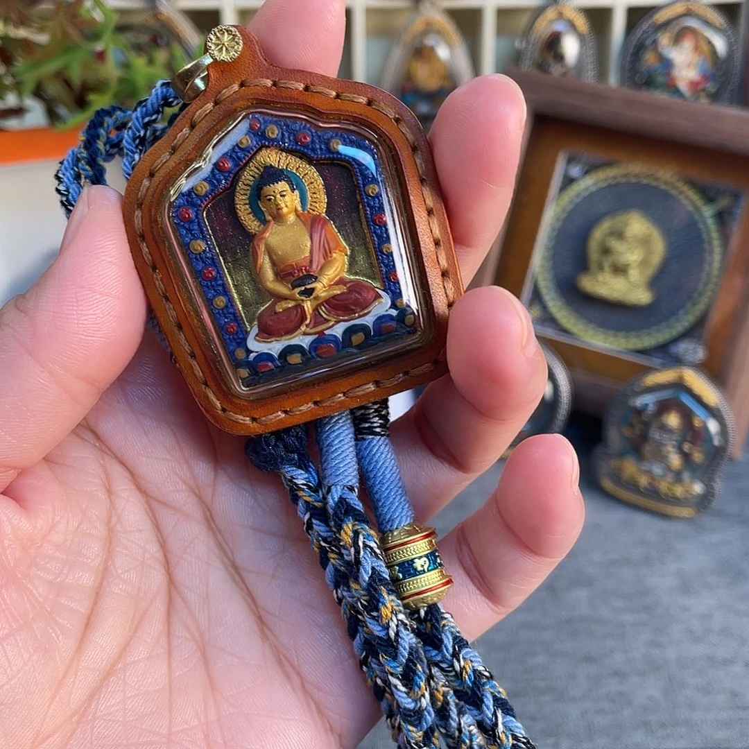 泥塑金***子阿弥陀擦擦+绑绳