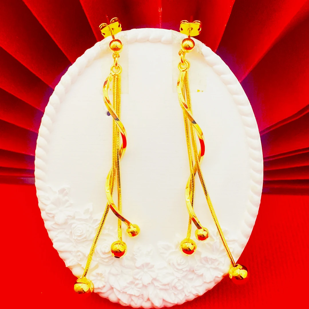 铜合金耳饰 长款流苏波浪【波浪流苏耳钉】