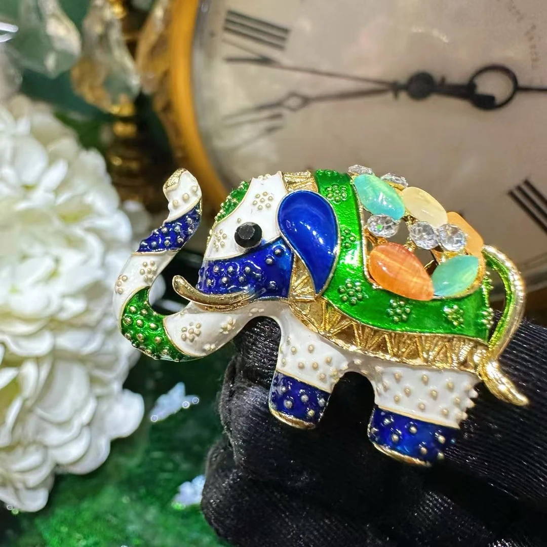 铜合金胸针 七彩珐琅大象胸针