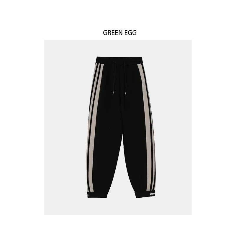 【蛋蛋狂欢价】W977胖mm设计感休闲运动裤洋气撞色织带束脚裤显瘦女