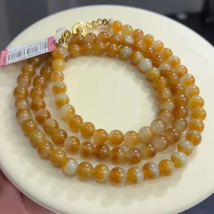 翡翠未镶嵌手链冰胶黄翡卡6