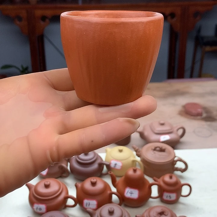 紫砂茶壶杯子，朱泥100容量