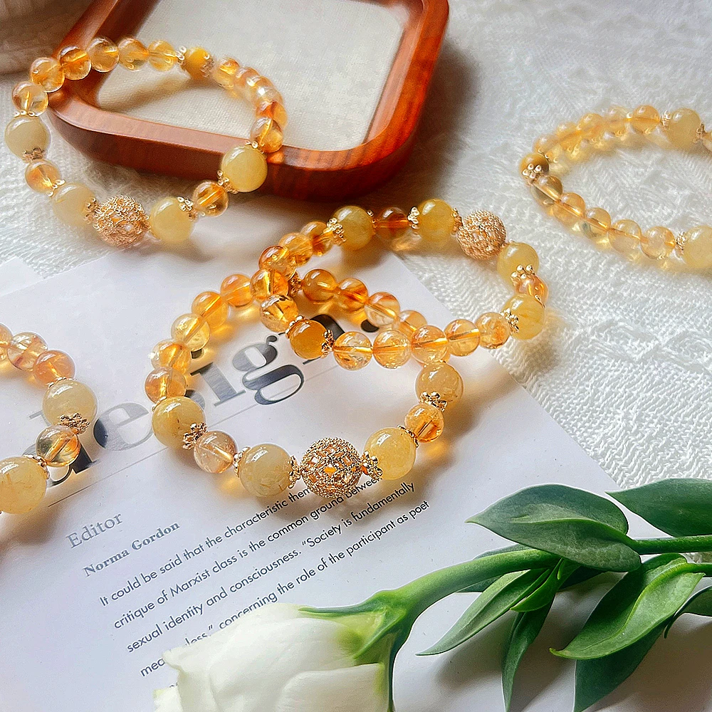 招财转运珠手链天然黄水晶虎眼石