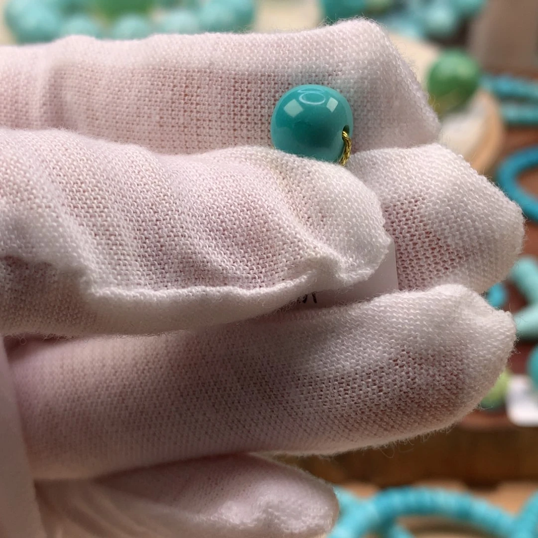 绿松石未镶嵌珠宝奇石高瓷绿老型8.5*7.7mm