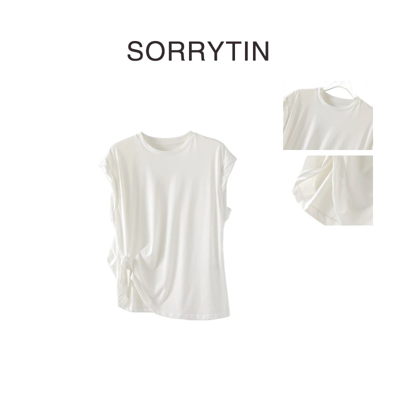 《云涧浮蕊》SORRYTIN 手工立体花朵扎花 巧妙褶皱显瘦薄包袖T恤