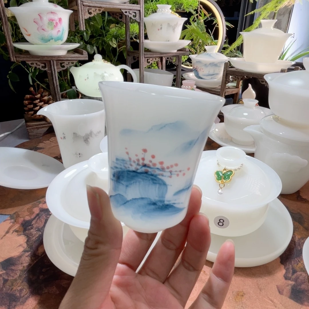璞玉手绘红蓝山水