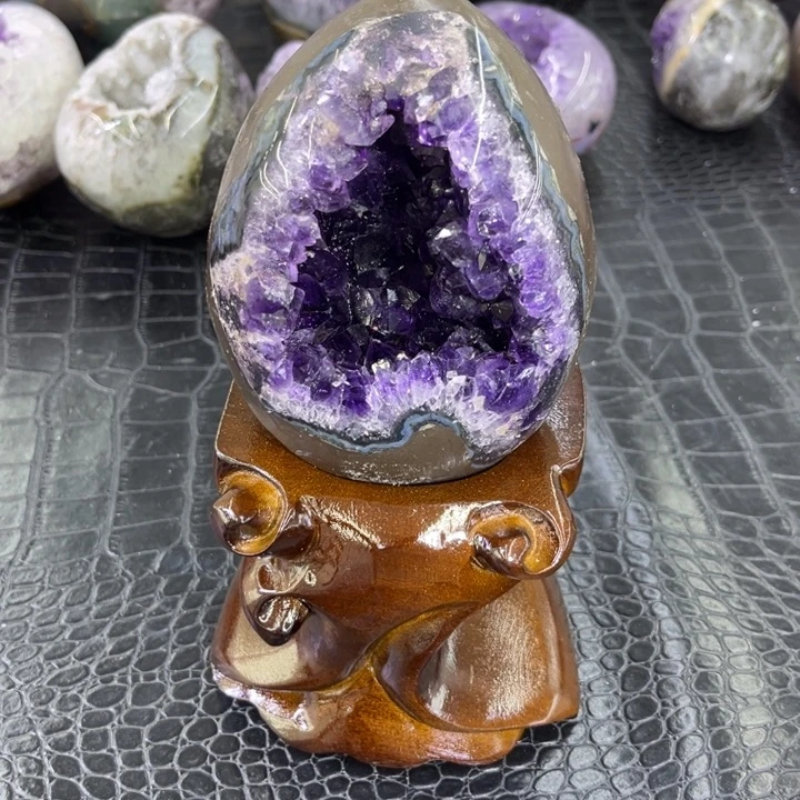 水晶发饰未镶嵌紫晶蛋