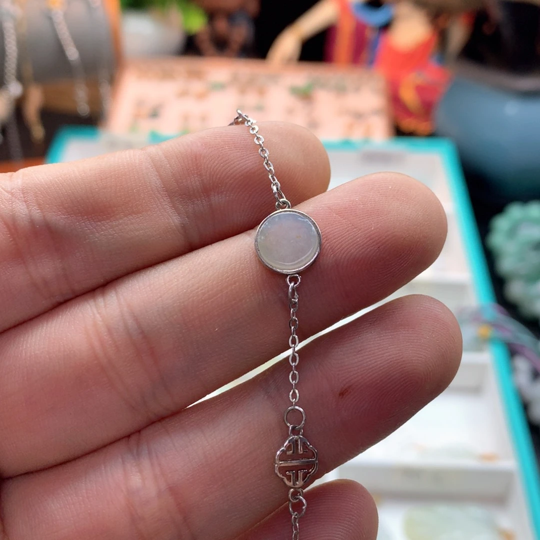 颈饰银S925镶嵌翡翠