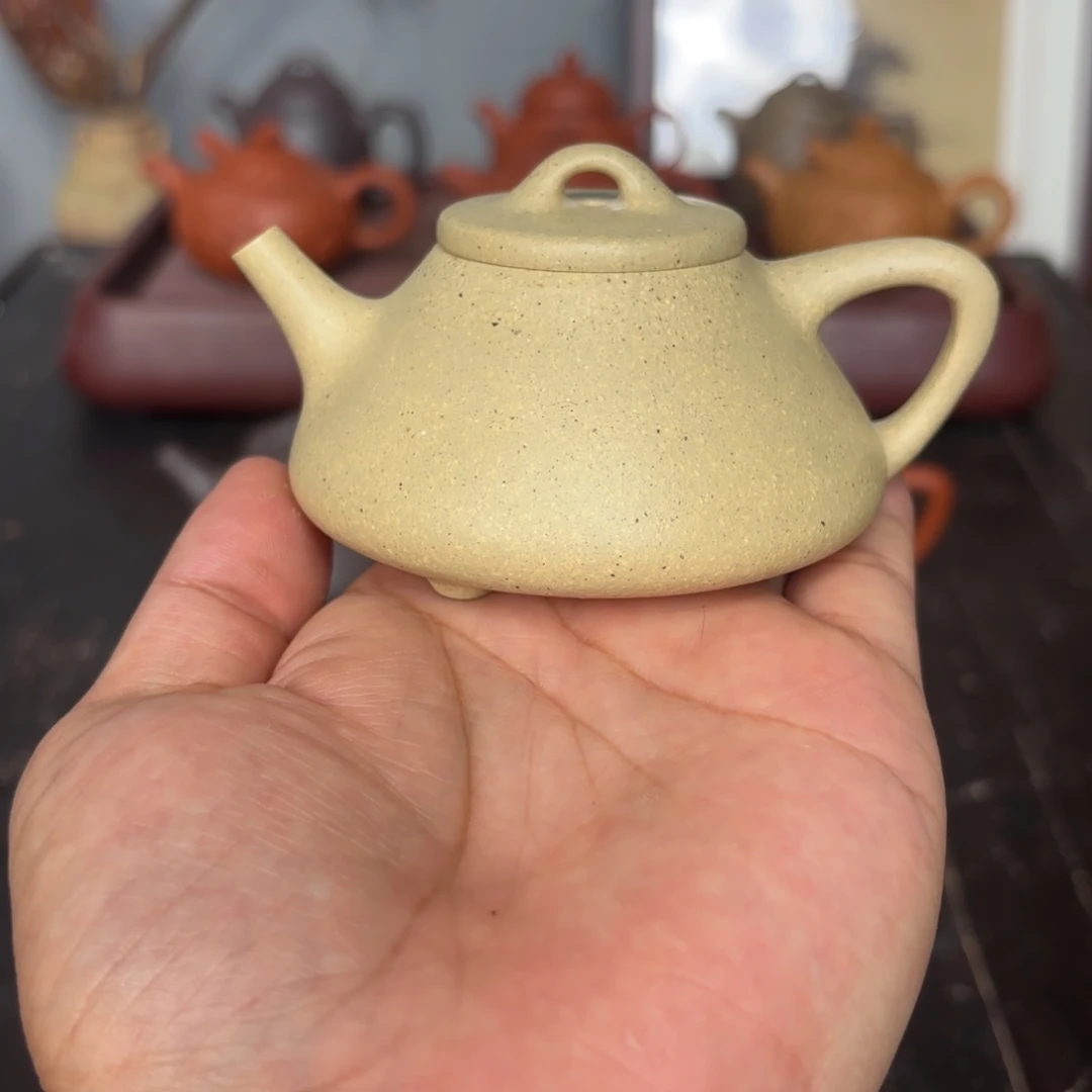 紫砂茶壶子冶石瓢100毫升本绿