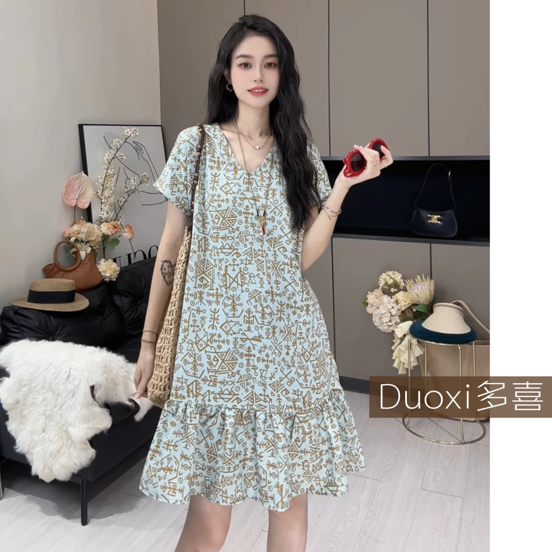 【Duoxi】"凉感夏日"G539# 夏季连衣裙 碎花显瘦时尚休闲气质设计裙
