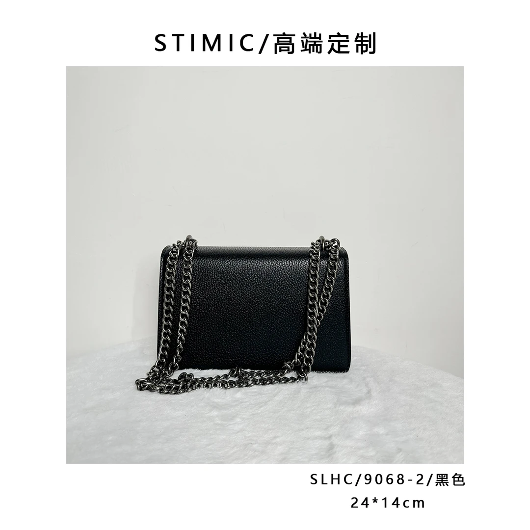 SLHC/9068-2/黑色高端订制手工蜡线女士时尚单肩轻奢斜挎包9068