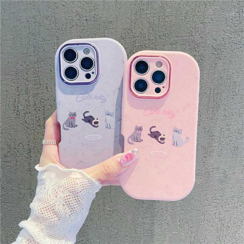 精孔胖子英文小猫适用苹果16手机壳iphone15华为oppo小米vivo女43