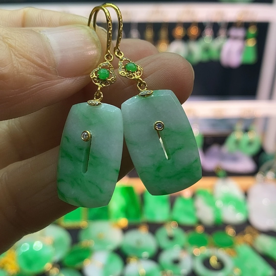 翡翠18K金镶嵌耳饰耳饰