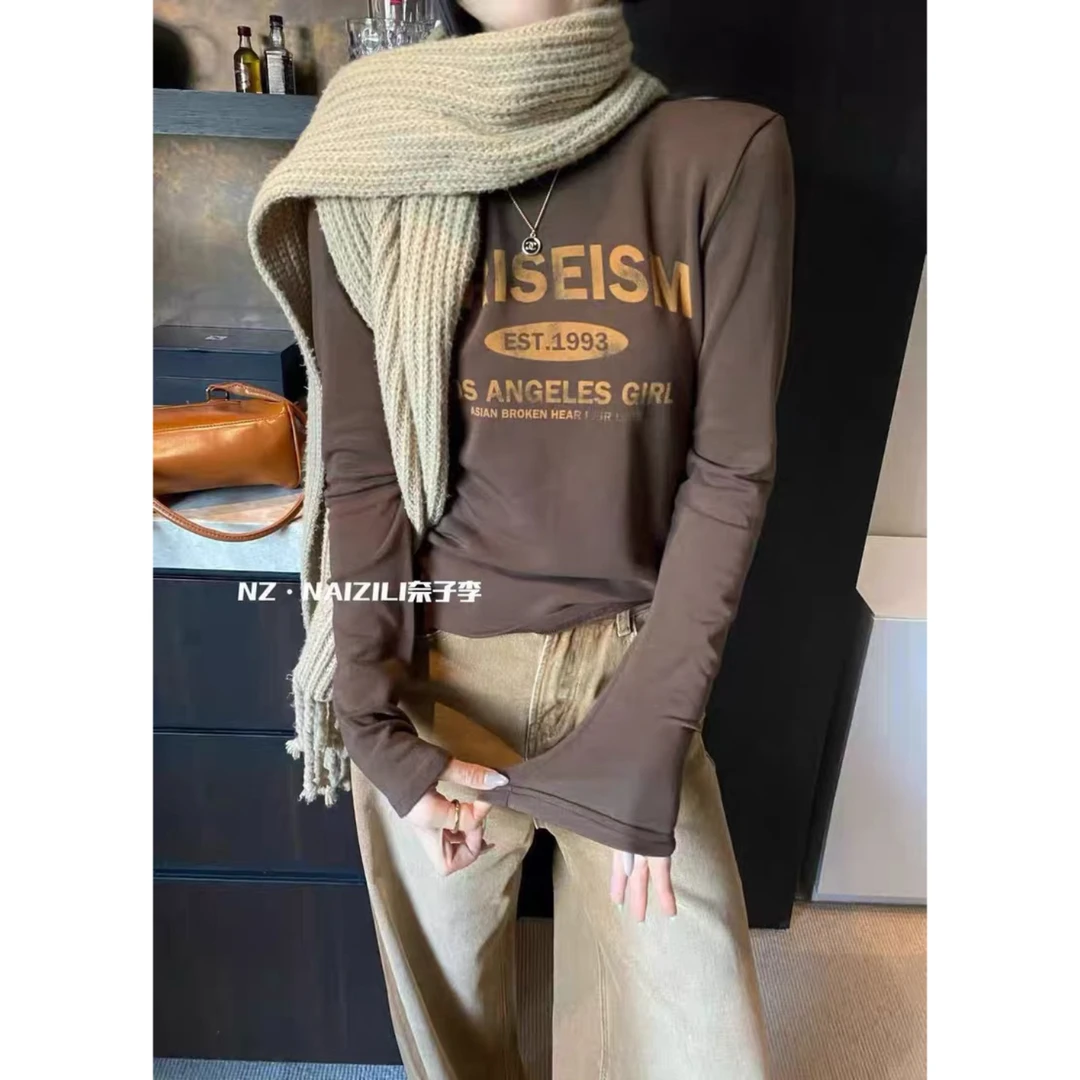 (福利)加绒字母小版长袖T恤T-9007