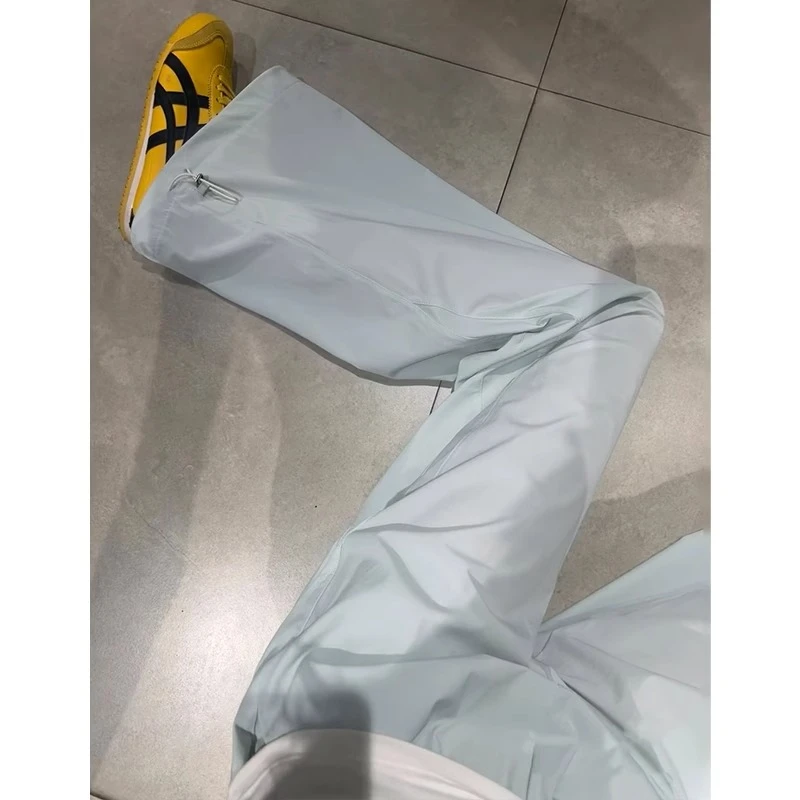 蓝色美式工装裤女夏季新款高腰宽松垂感休闲小个子薄款速干运动裤