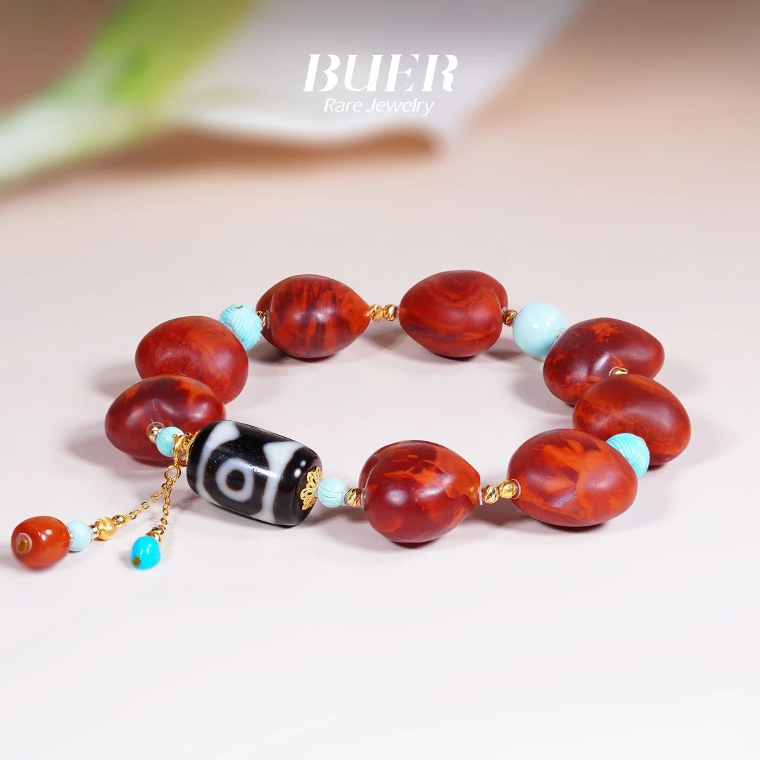 【不二】南红屁桃18K金DIY珠珠单圈手串