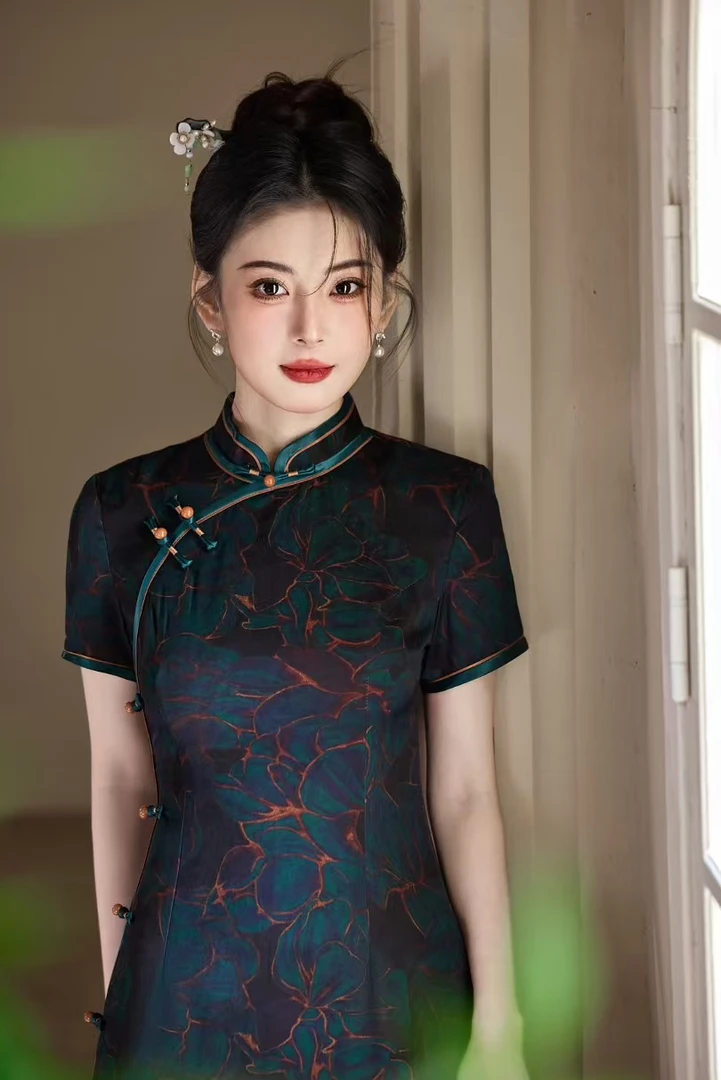 高品质2025旗袍夏季新款复古修身改良中式日常连衣裙气质甜美长款