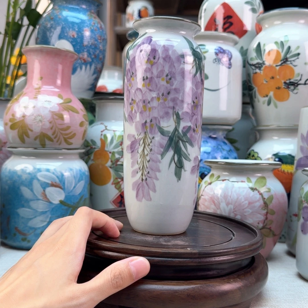 景德镇纯手绘陶瓷花瓶无孔