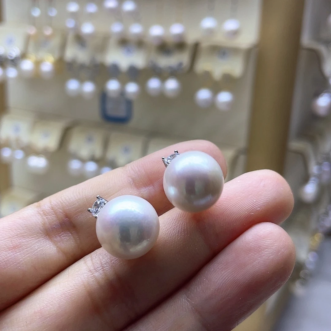 银S925镶嵌淡水珍珠耳饰