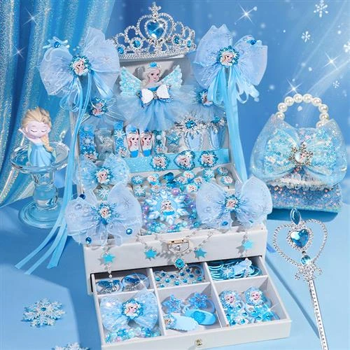 艾爱莎公主玩具女孩生日礼物串珠发饰发夹礼盒六一儿童节首饰盒