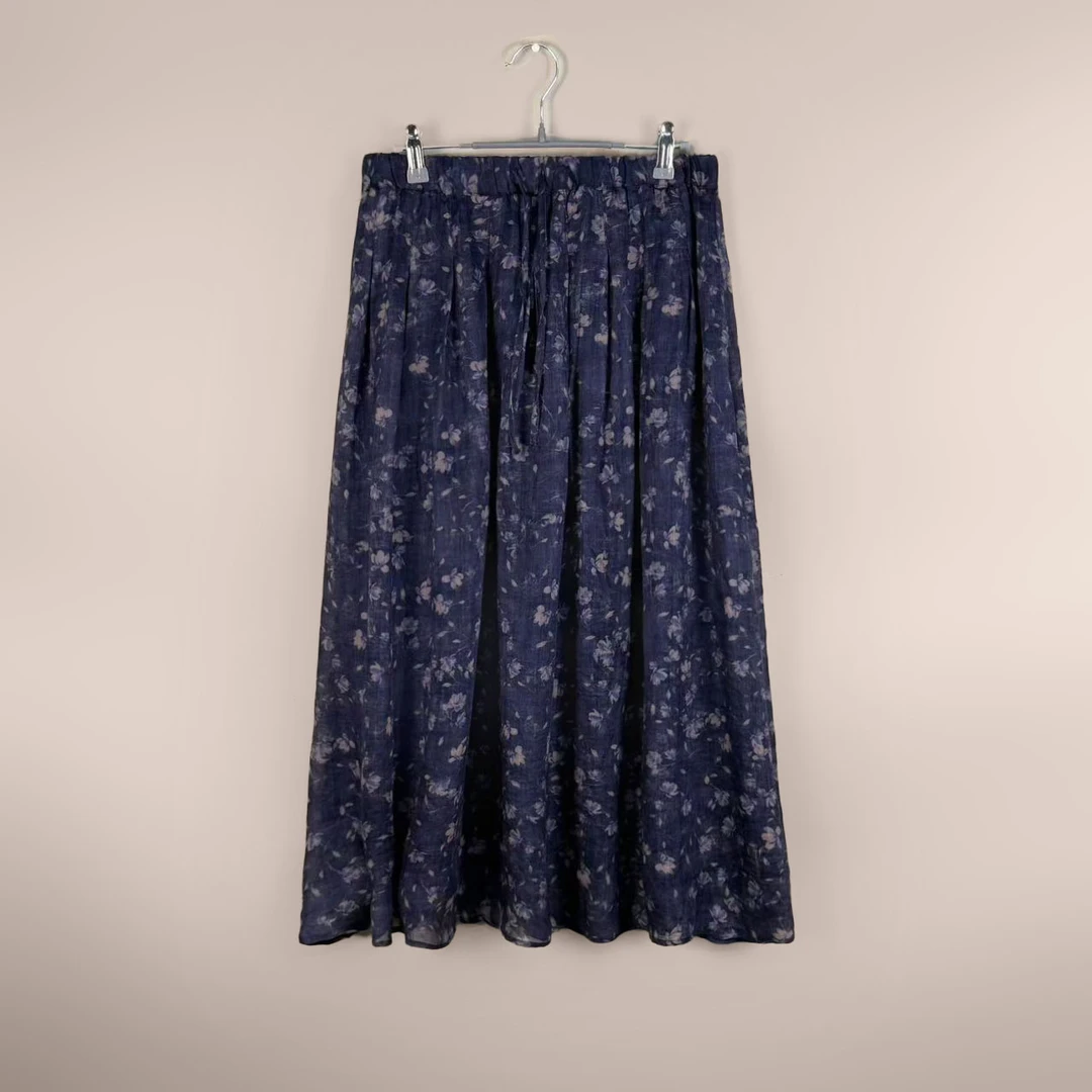 【长裙】夏季清凉柔软舒适百搭复古文艺小碎花裙弹力腰长裙