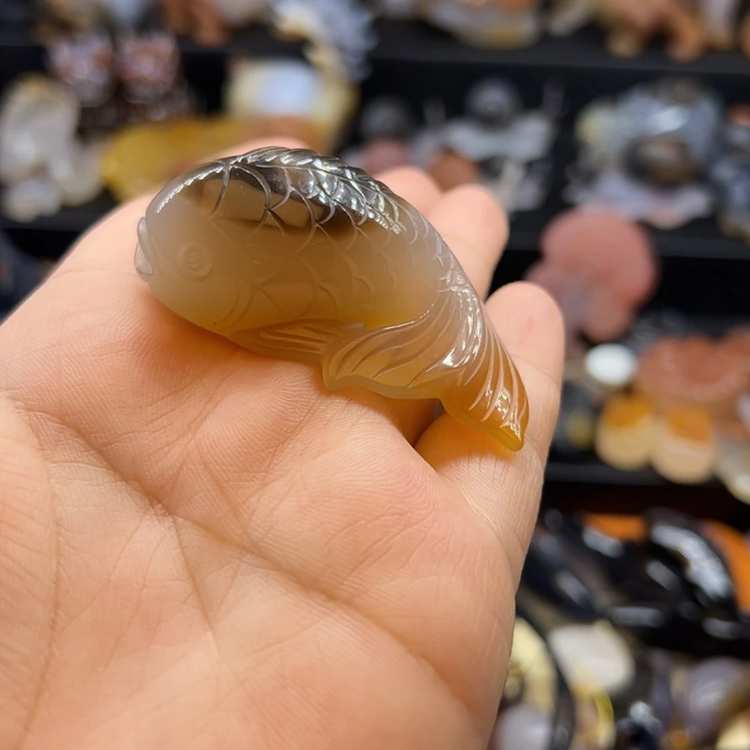 玛瑙/玉髓未镶嵌手玩摆件大锦鲤