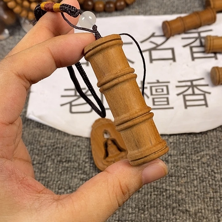 檀香木手串/手链老山檀香雕刻竹节珠手把
