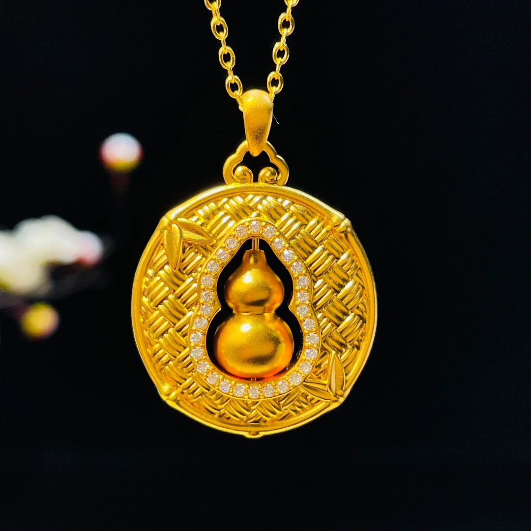 足金999福运绵长时来运转葫芦轴承竹报平安吊坠(不含绳和链）DZ072