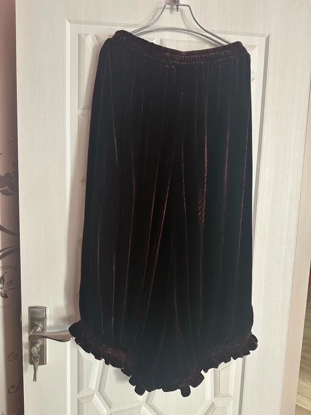 个性设计师款桑蚕丝丝绒宽松休闲裙裤