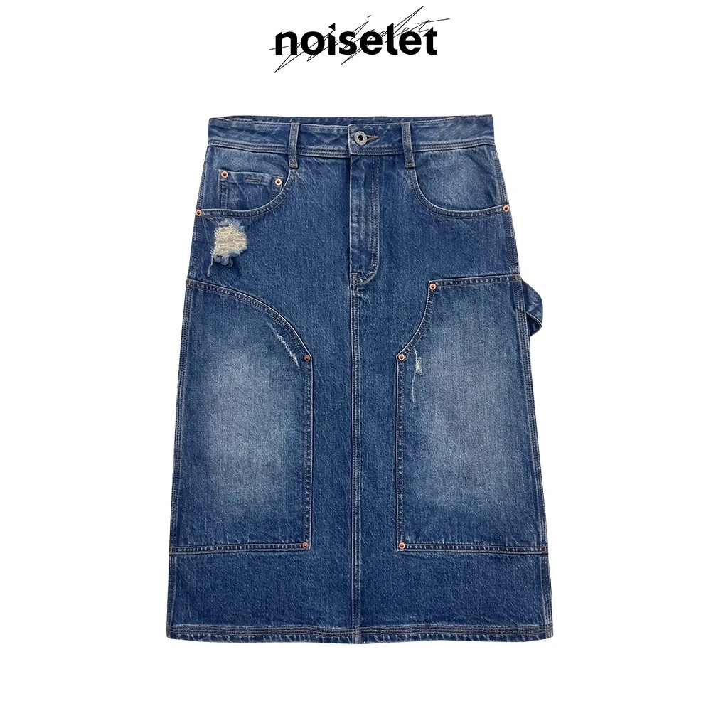 【茉舍】Noiselet 洗色牛仔复古百搭高腰修身显瘦水洗半裙N346-980