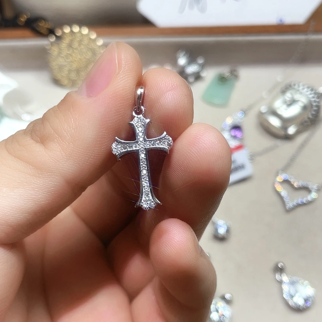 坠链均925银锆石十字架