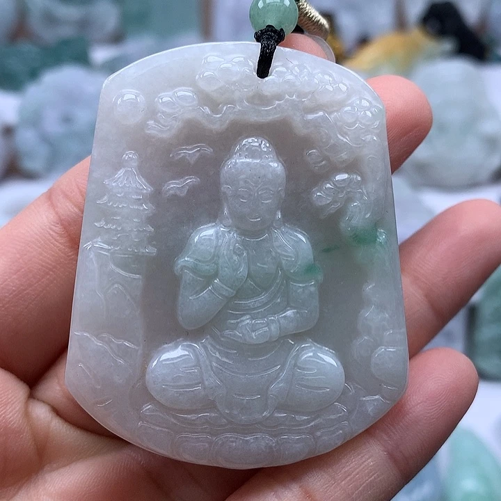 翡翠未镶嵌颈饰阿尼陀佛卡厚8