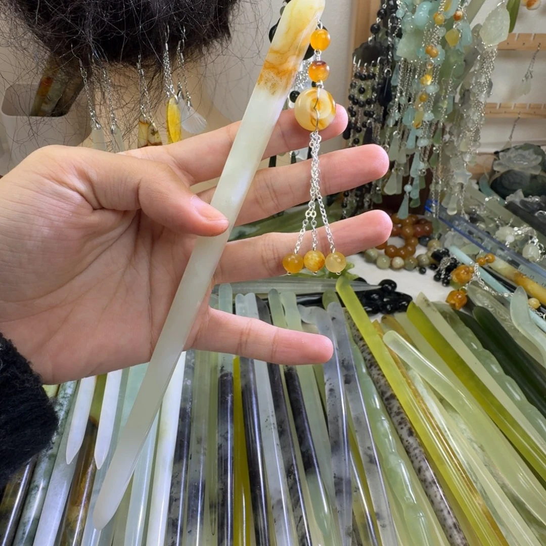 蛇纹石玉合金发饰